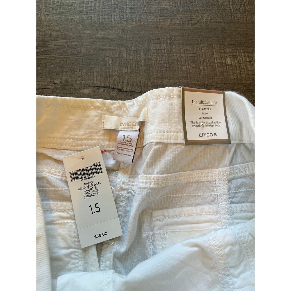 Chico's Women's Ripstop Utility 15.5IN Shorts, White, Size 1.5 (10, M) NWT - Picture 2 of 8